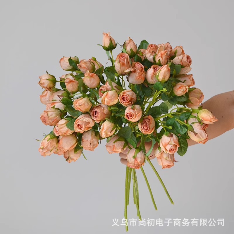 Flores de simulación 7 flores de rosa de borde focal, ramo de flores de mermelada de ciruela, decoración de boda, paisaje, diseño de fotografía, props, flores falsas