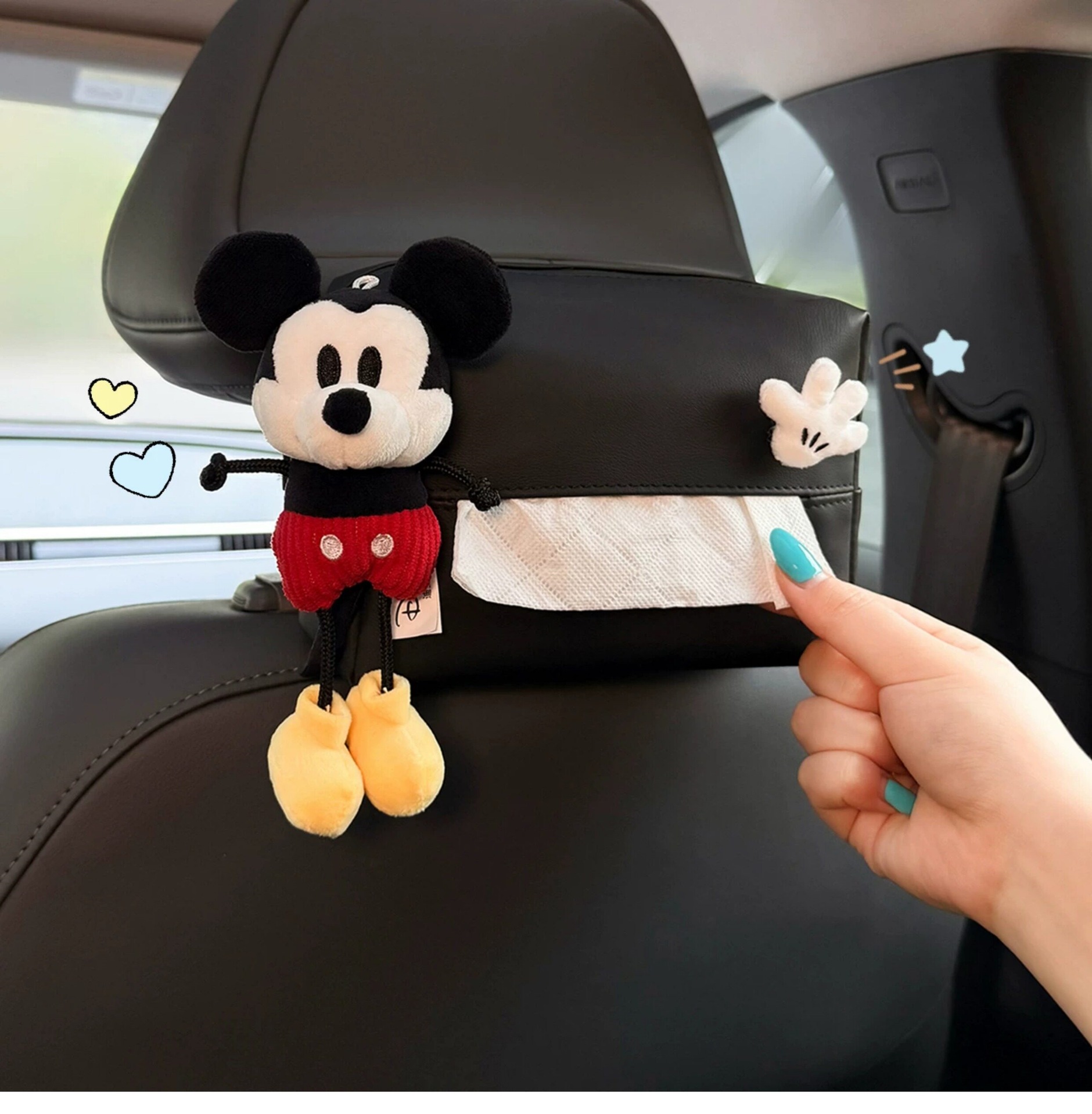 2026 New Disney Mickey Goofy Car Tissue Box Hanging Bag for Car Rear Seat Headrest