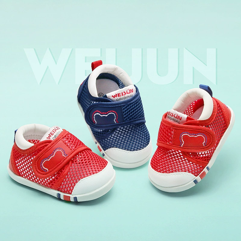 2023 новая детская обувь для малышей Мальчики с мягким дном Нескользящая детская обувь 0-1-2 лет дышащая одиночная обувь с закрытым носком сетчатая обувь