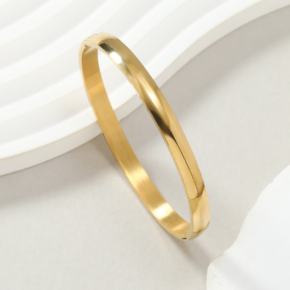 Pulsera de anillo de acero de titanio transfronterizo directo de fábrica mujer brillante hebilla esférica pulsera de tipo O simple joyería de acero inoxidable