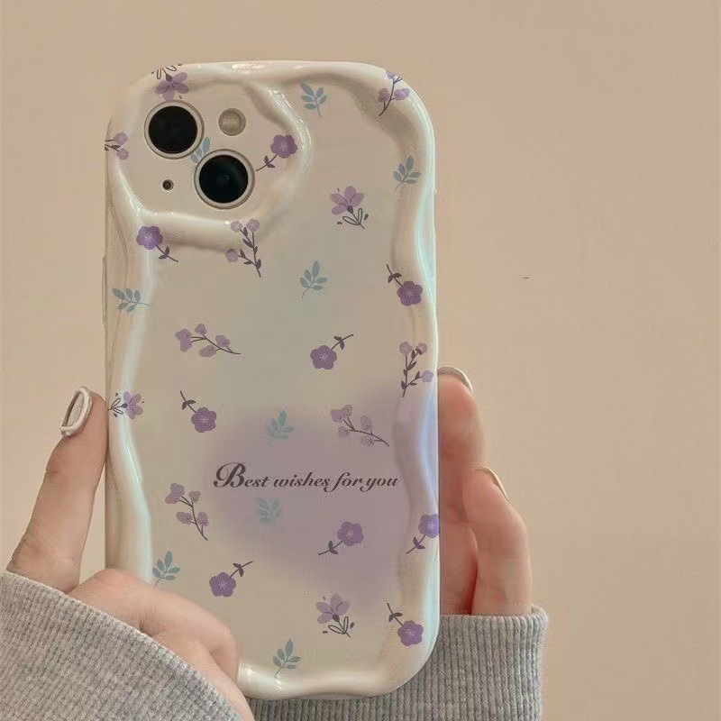 Purple Flower Love Adecuado para iPhone 16pro funda para teléfono móvil Apple 15 anti-caída 14 Japón y Corea del Sur 13promax nuevo 12x