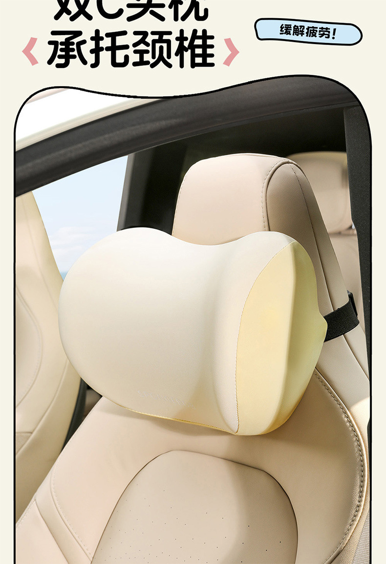 Car Headrest, Neck Pillow, Car Driver's Memory Foam Car Cushion, Pair of Women's Car Seat Lumbar Pillows