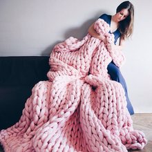 亚马逊北欧超粗毛线手工编织毯子沙发毯盖毯针织粗线毯子跨境爆款