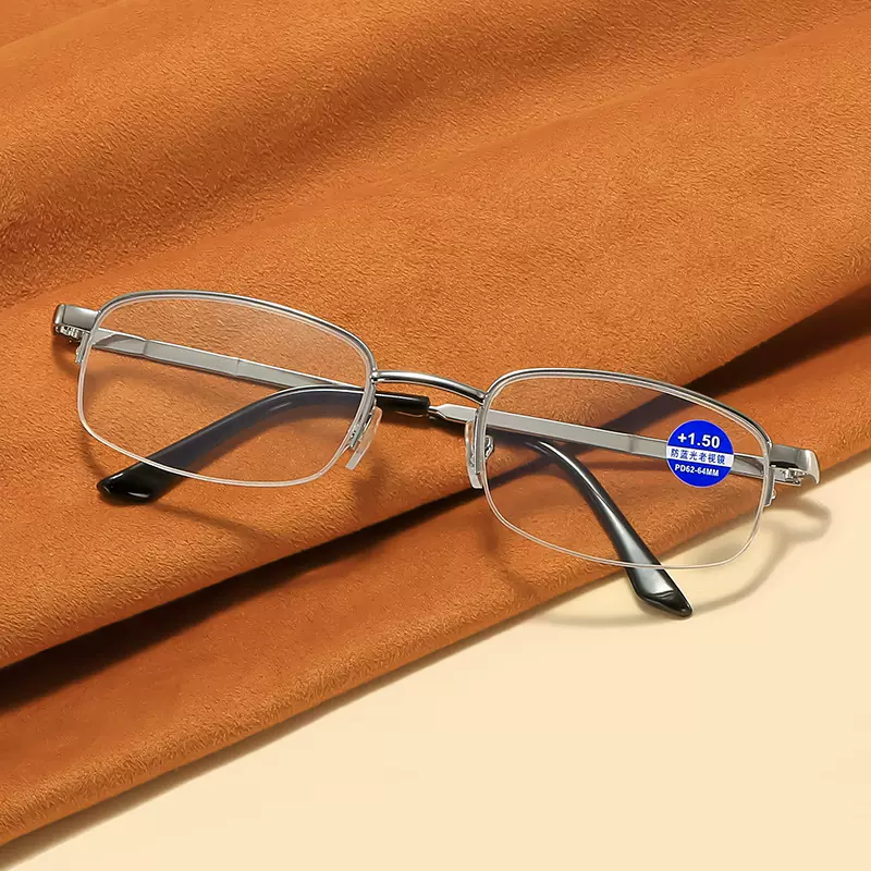 金属防蓝光老花镜批发半框架男女通用复古高清老人阅读舒适老光镜