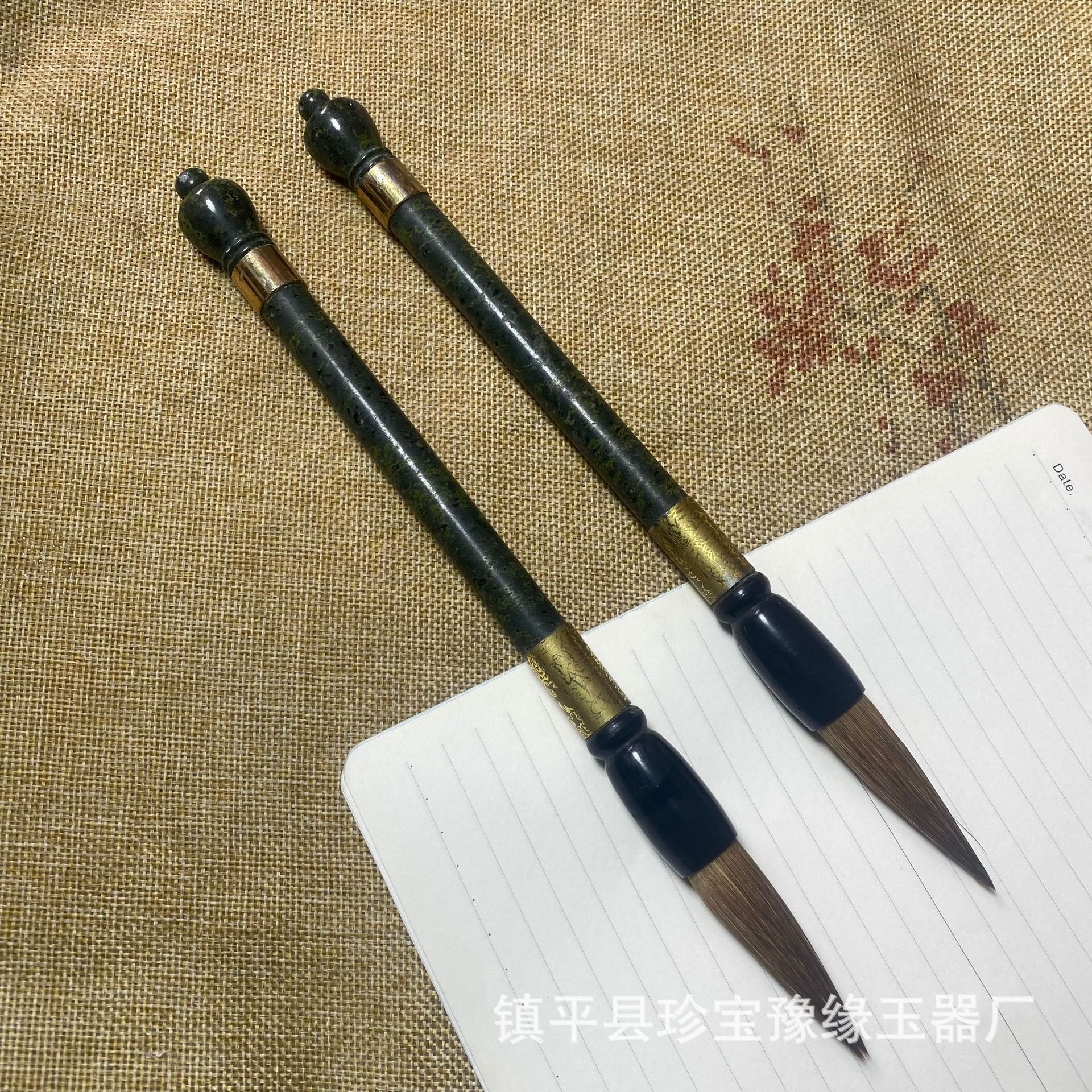 玉石毛笔 梅花玉毛笔 文房四宝玉杆毛笔书法笔玉器摆件