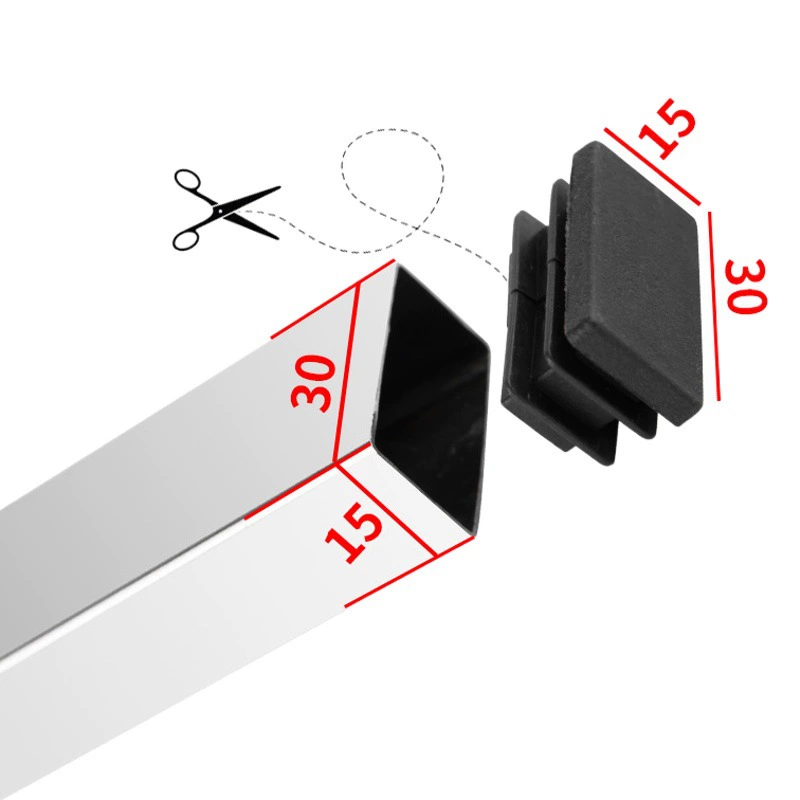 Прямоугольная заглушка для труб Квадратная труба Пластиковая Заглушка с отверстием Пластиковая внутренняя заглушка Трубка из нержавеющей стали Стул Пластиковая заглушка
