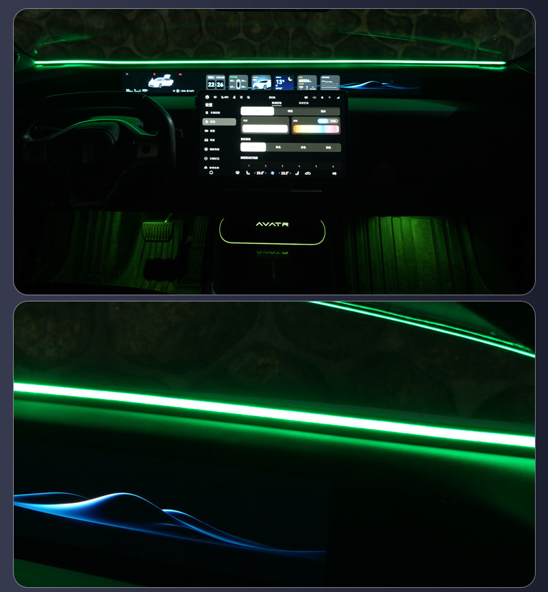 Car Interior Led Ambient Light with USB Connection, Flow Light Effect, No Wiring Needed