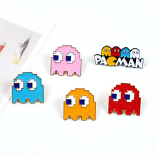 卡通吃豆人像素胸针可爱豆豆金属烤漆徽章创意个性包包装饰品扣针