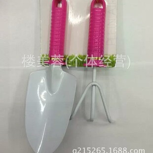 T0132-2PC Kidsren's Wooden Handle Garden Tool Set Hanging Card, Shovel, Rake