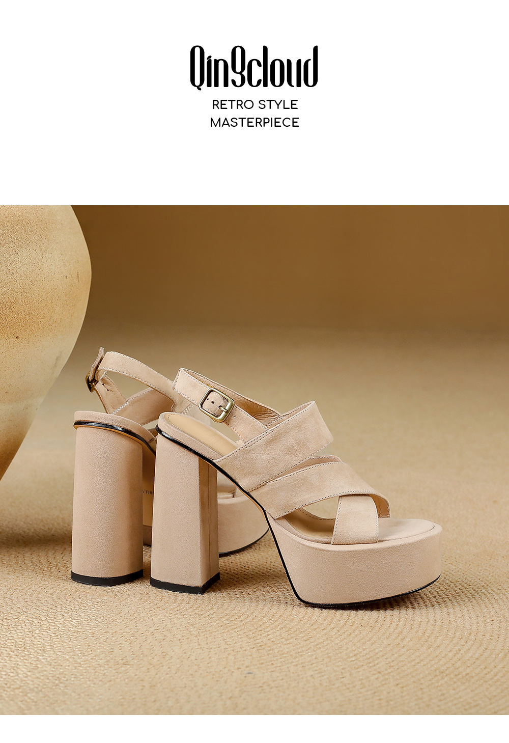 Sandal cao gót nữ hở mũi gót vuông 12 cm, quai ngang đế platform — màu đen, màu mơ chi tiết 13