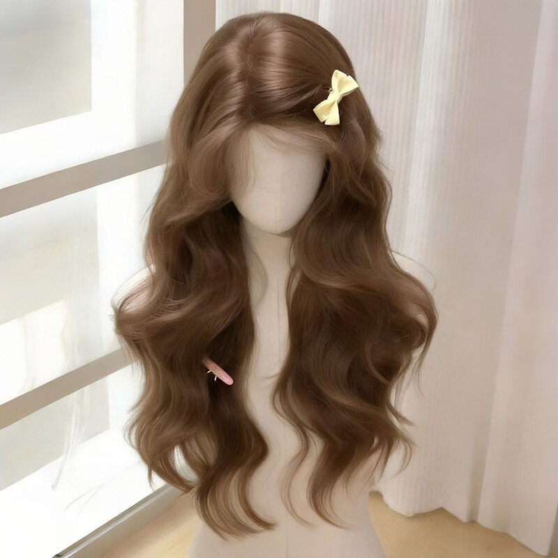[Sweetheart Kitten] Coney Wig for Women, Long Curly Hair with Middle Parting, Lolita Style, Everyday Look, Big Waves, Full Head Wig