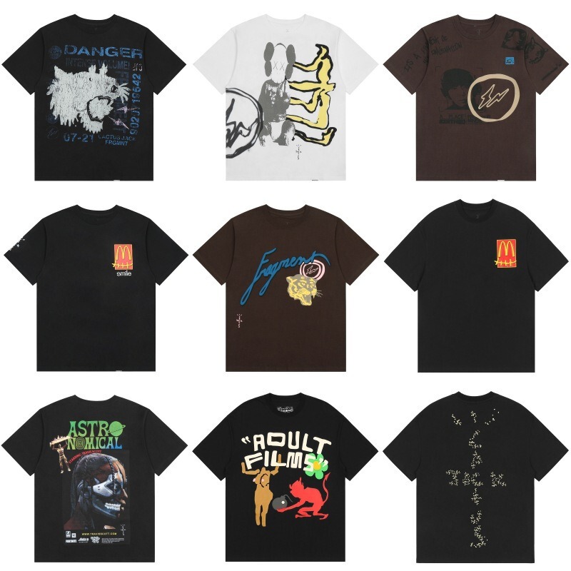 TS Collection Travis Scott Cactus Jack Co-style Casual Round Neck Short Sleeve Men's and Women's Summer Men's
