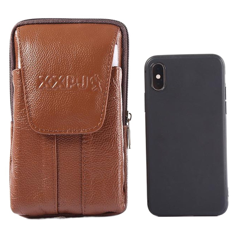 Cross-Border New Multifunctional Waist Bag, Vertical Style, Can Be Worn with a Belt, Magnetic Buckle, Classic Leather Men's Coin Purse