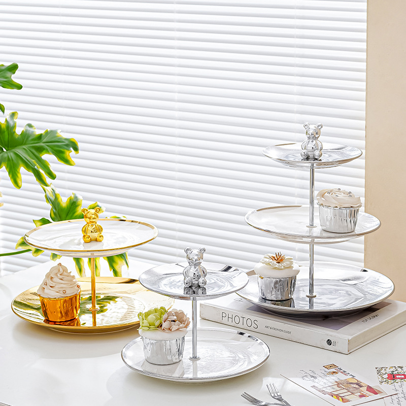 Plato de fruta de múltiples capas sala de estar mesa de café hogar plato de dulces Pantalla de recepción plato de aperitivos salón de belleza postre plato de fruta Decoración