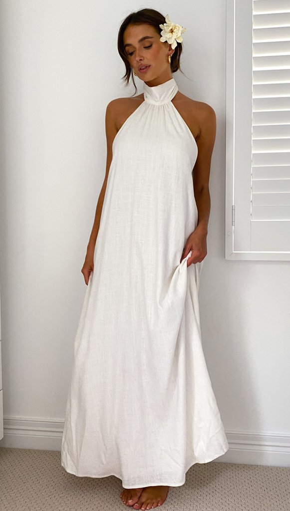 solid color halter neck open back long dress NSJKW120548