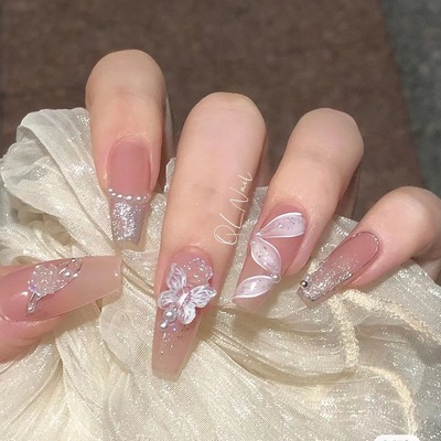 170 Wearing Nail enhancement Pure handwork Phototherapy senior Blush Fake nails No trace A piece of Jewelry finished product wholesale