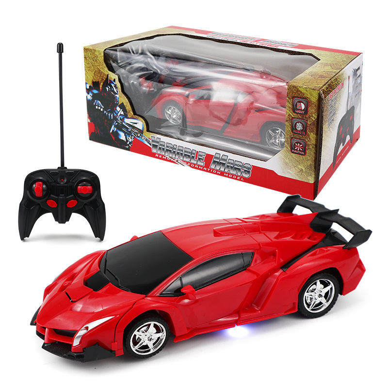 Control remoto transfronterizo con una tecla coche de deformación robot eléctrico modelo de carreras niño niño juguete coche de control remoto al por mayor