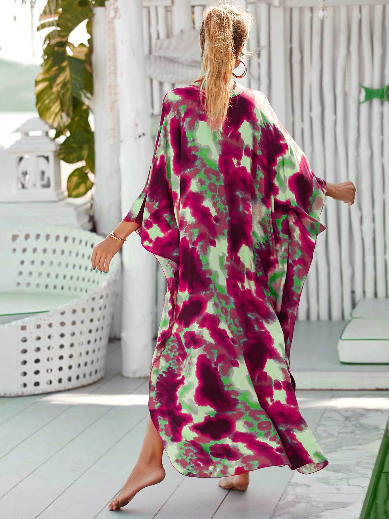 224g Weight Sunscreen Shirt Outerwear Type 3/4 Length Sleeve Sleeve Length Polyester Fabric Type Long Top Length V Neck Neckline Printing, Leopard Pattern Spring&Summer Season Women's Gender Vacation, Beach Style Women's Printing Leopard Vacation Beach Cover Ups 19