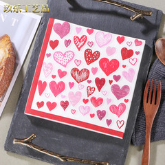 New Factory Colored Heart Print Table Napkins Tissue Paper Handkerchief Square Tissue Wood Pulp Napkins