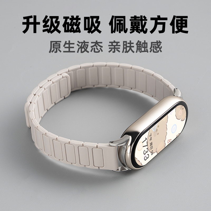 Jingyi's Same Style Silicone Wristband with Magnetic Attachment for Xiaomi Mi Band 10, Compatible with Xiaomi Watch 9/8 Smart Nfc Version