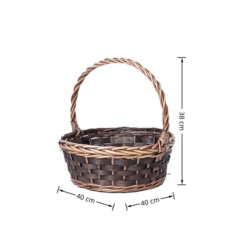 갈색 광택 원형 이탈리안 바구니 3개 세트(대형)