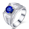 Sapphire one size ring, diamond encrusted, micro incrustation