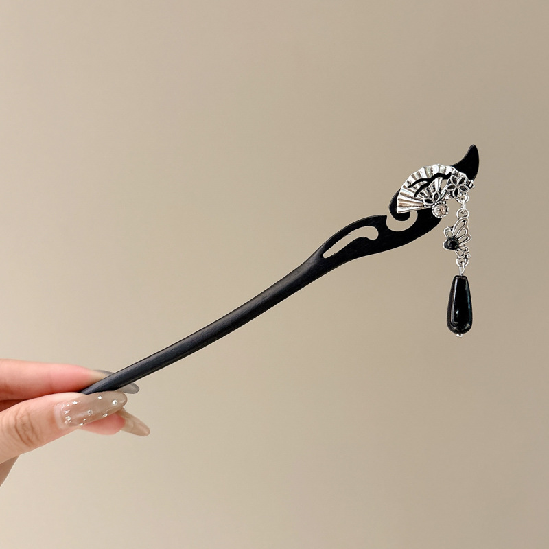 Horquilla estilo antiguo sentido de alta gama Horquilla de borla de sándalo chino Hanfu Traje antiguo Tapa para el cabello Suministro al por mayor Mujeres calientes