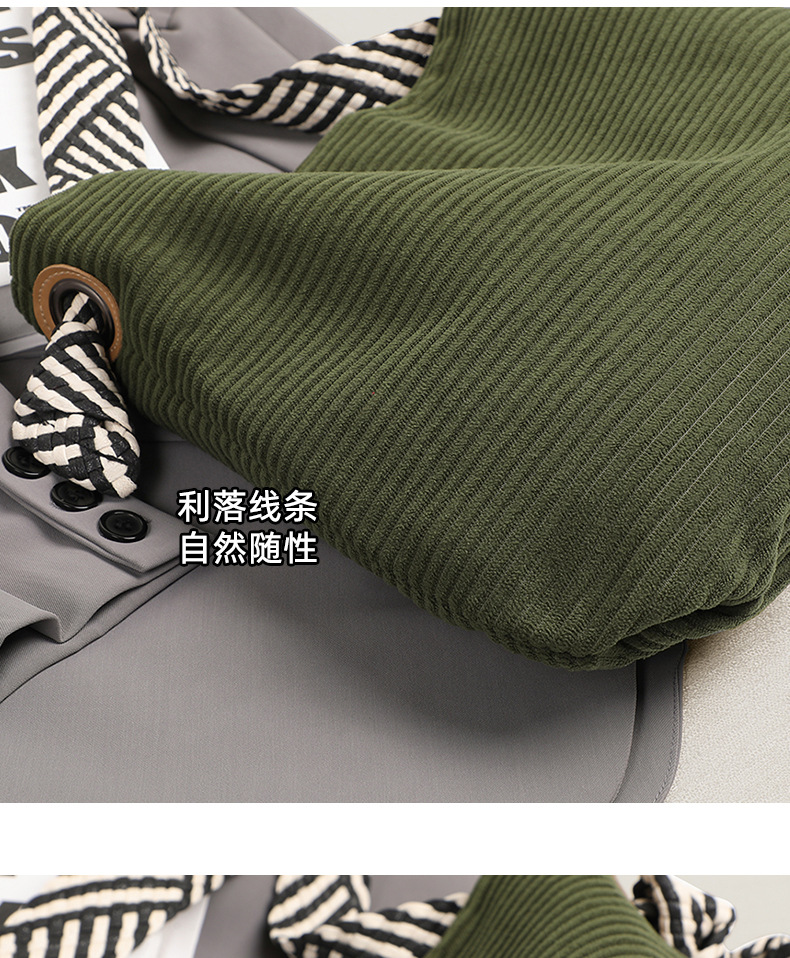Túi tote vải canvas nữ cỡ lớn đi làm, đeo vai đơn kiểu mới mùa hè — Màu xanh lá chi tiết 6