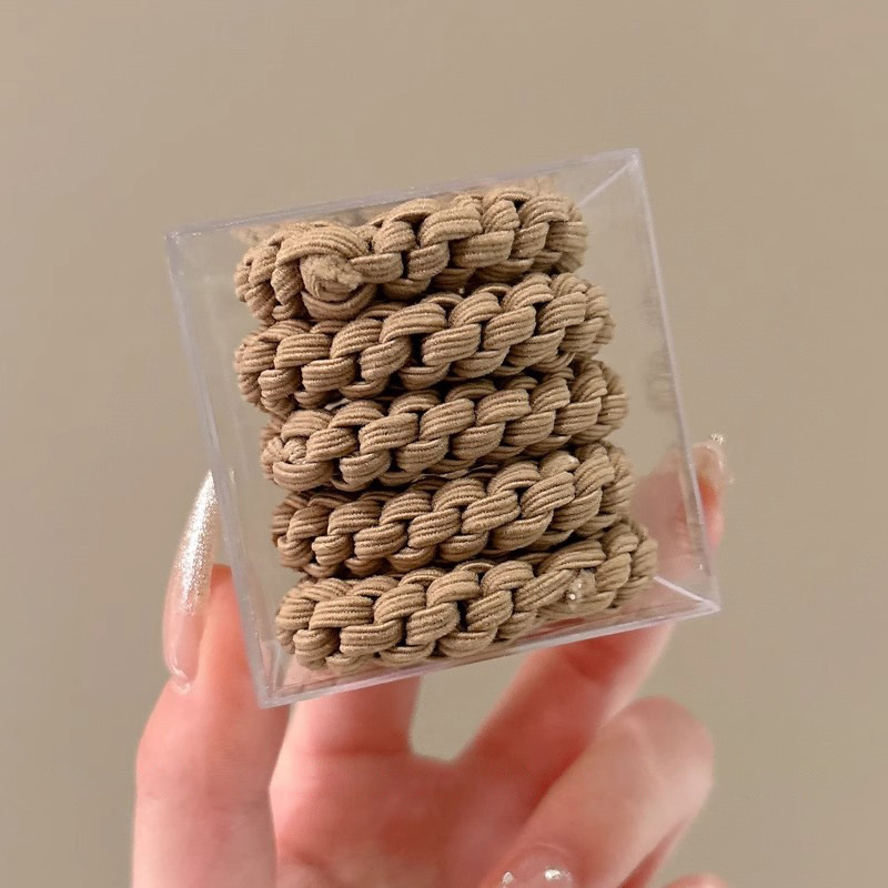 Banda de goma de alta elasticidad y duradera para mujer, lazo para el cabello tejido de cola de caballo alta, nuevo estuche de cuero, cuerda para la cabeza de mujer, tocado de cuerda para el cabello grueso de red