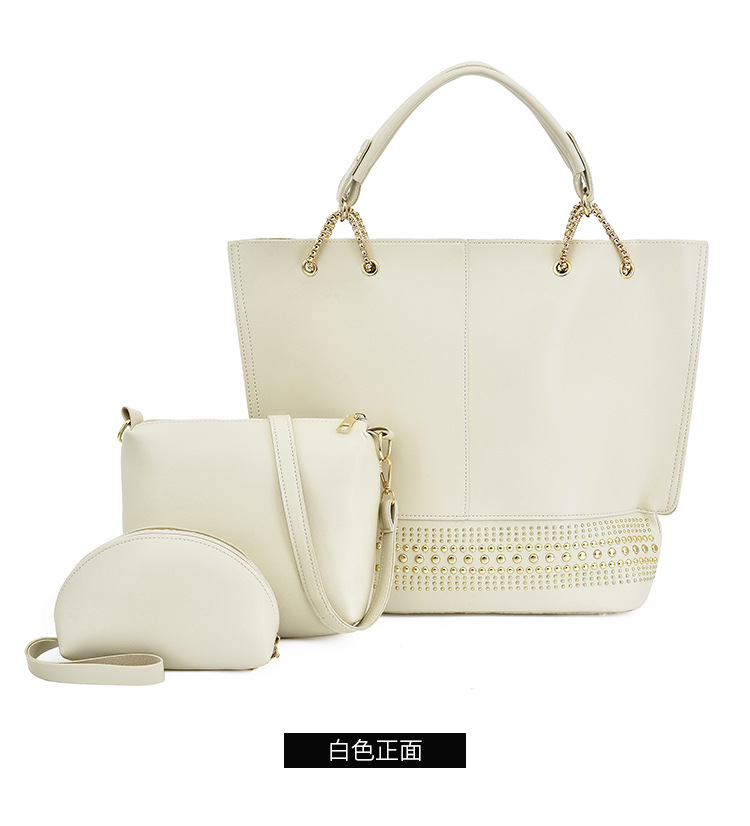 New 2024 foreign trade mother-daughter bag three-piece set, European and American fashion single-shoulder crossbody bag, versatile rivet hand-held large bag undefined