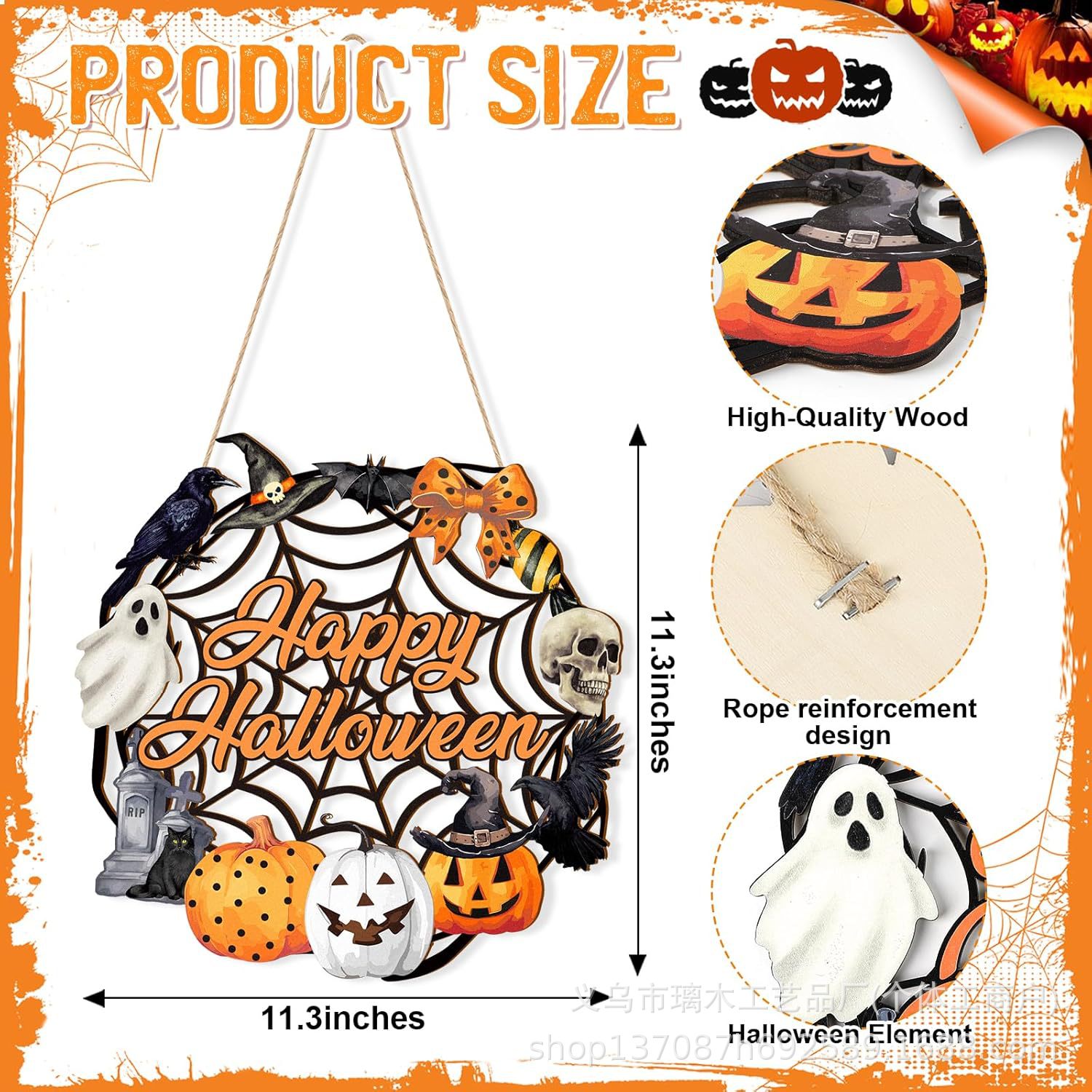 Nuevos productos transfronterizos de madera Halloween decoración de la atmósfera de la fiesta del hogar cabeza de ratón colgante decoración del patio vestíbulo