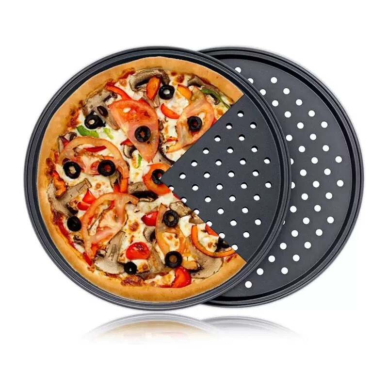 跨境加厚打孔披萨盘pizza盘烤盘不沾易脱模固底冲孔烤箱不粘|undefined