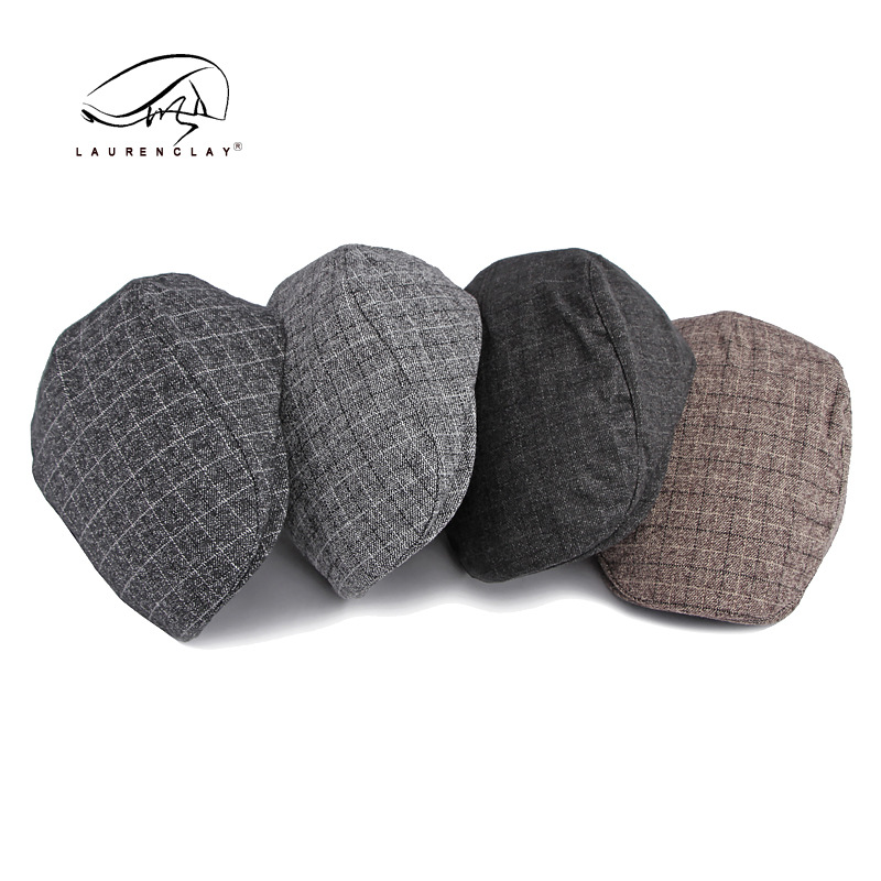 Otoño e Invierno nuevo japonés acolchado boina caliente retro británico de los hombres enarboló Cap Plaid moda sombrero delantero mujeres