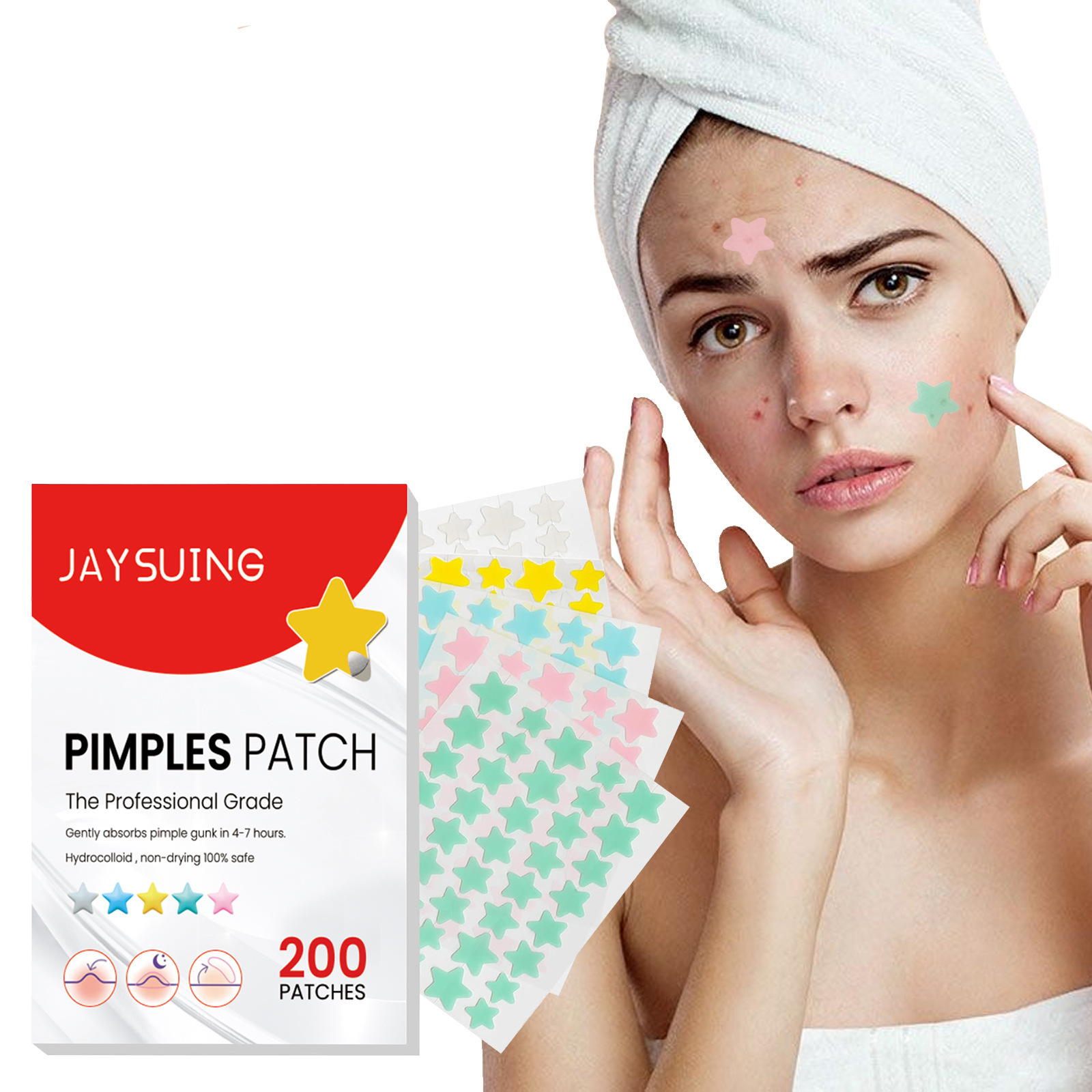 Jaysuing Acne Patches Repair Skin Acne Marks and Blemishes, Cover Acne and Pimple Care Patches