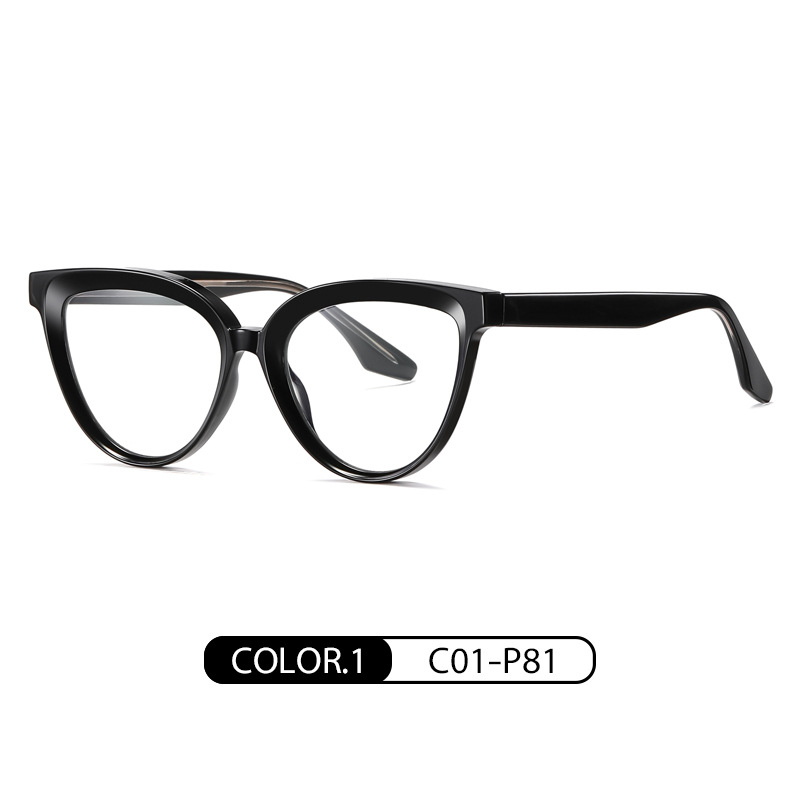 Nuevo Marco de gafas de moda Marco de ojo de gato femenino gafas lisas ultra ligero TR-BC905 placa pin pierna anti-azul gafas de luz