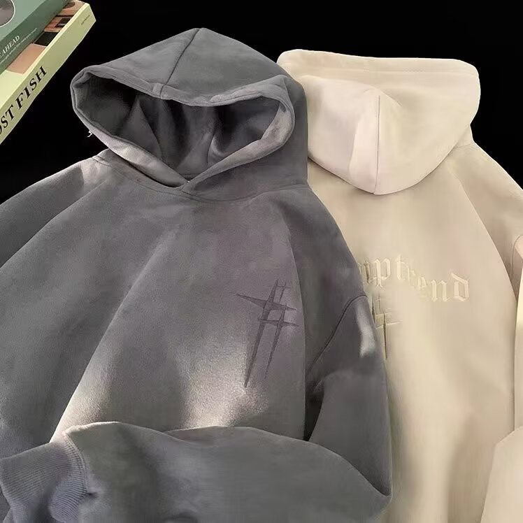 Schwerer Wildleder Sweatshirt Für Herren Oversize Winter Hoodie_voghion.com