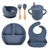Y10 Smile Face Date+Silicone Bowl+Deldoor Pocket+Woodpower Spoon Fork+Pharise Cup