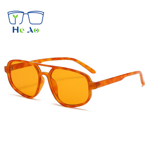Heao Double Beam New Irregular Sunglasses Trendy Personality Retro Literary Women's All-match Sun-protective Eyeglasses