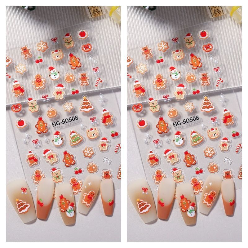 Christmas Nail Art New Stickers 3D Snowflake Embossed Gingerbread Christmas Tree Snowman Cute Nails Xiaohongshu Niche Christmas Nail Art New Stickers 3D Snowflake Embossed Gingerbread Christmas Tree Snowman Cute Nails Xiaohongshu Niche