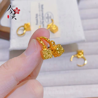 精品沙金CNC碎冰方块耳扣 时尚小众设计高级感精致百搭耳钉耳饰