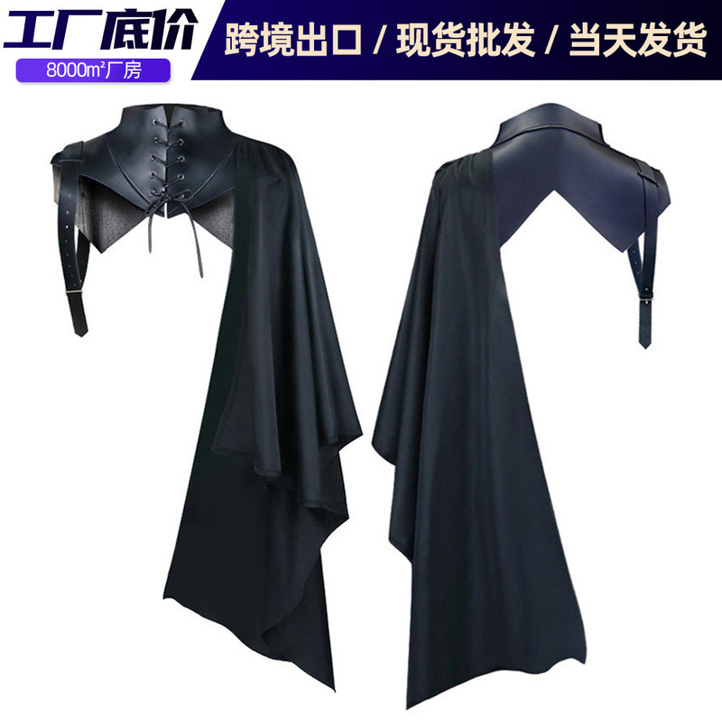 2025 New Medieval Hooded Cloak Ball Gown Grim Reaper Costume Cape Party Role-Playing Wizard Robe