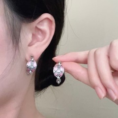 美式复古做旧C形土星粉色耳环时尚百搭耳钉小众轻奢高级感耳饰品