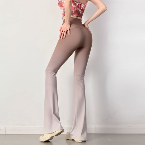 2024 New Peach Butt Yoga Pants Women's Gradient Color Micro-flare Pants High Waist Elastic Sports Pants Fitness Pants