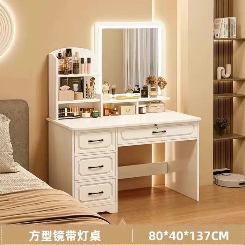 [사각거울 4개+램프] 80cm 웜화이트