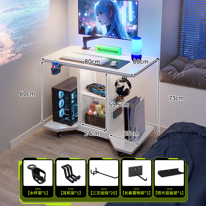 Mesa de computadora de madera sólida pequeña mesa de dormitorio doméstica de deportes electrónicos escritorio puede colocar la computadora principal pequeña mesa móvil agujero al lado de la cama placa agujero