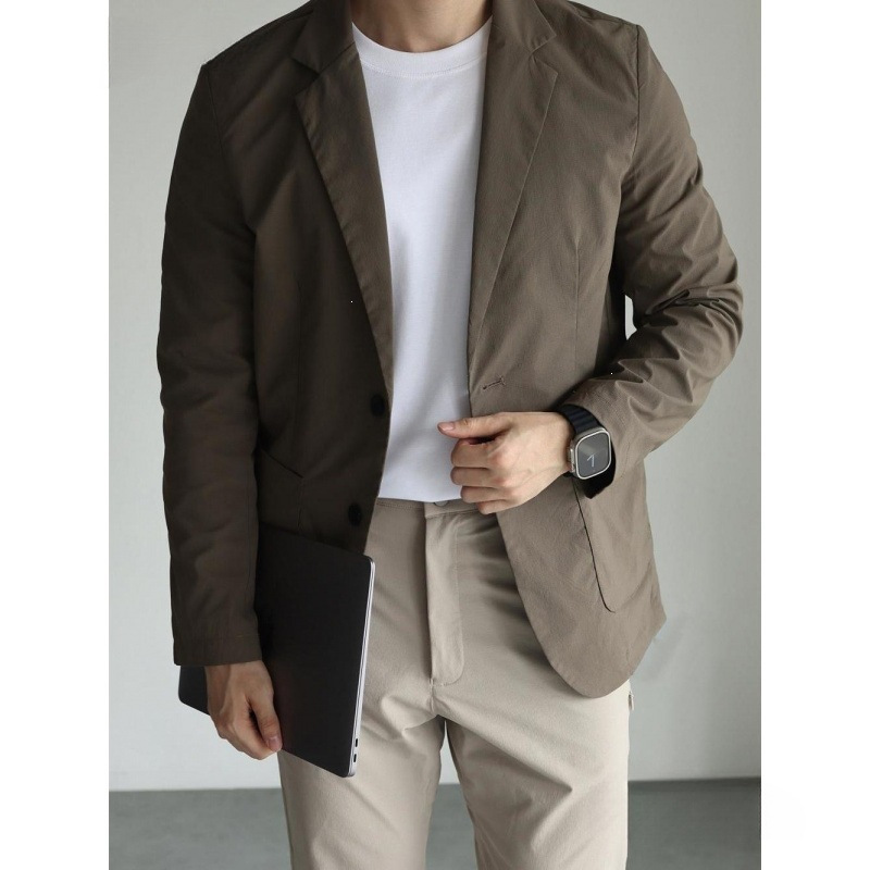 Lightweight suit, easy to care for, wrinkle-resistant, casual business commuter wear, spring/summer men's black, gray, brown, available for all seasons Lightweight suit, easy to care for, wrinkle-resistant, casual business commuter wear, spring/summer men's black, gray, brown, available for all seasons