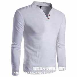 Men clothes Long Sleeve V-neck Men T Shirts Футболка