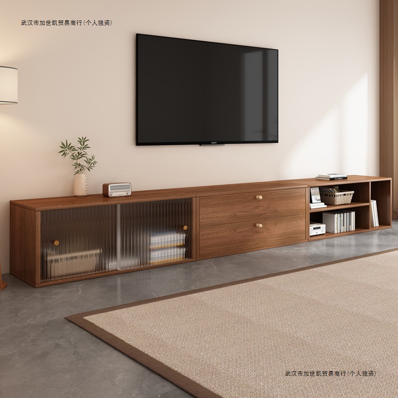 Solid Wood Tv Cabinet Living Room Home Mid-Century Style Storage Storage Cabinet Integrated Multi-Functional Simple Floor-Standing Tv Cabinet