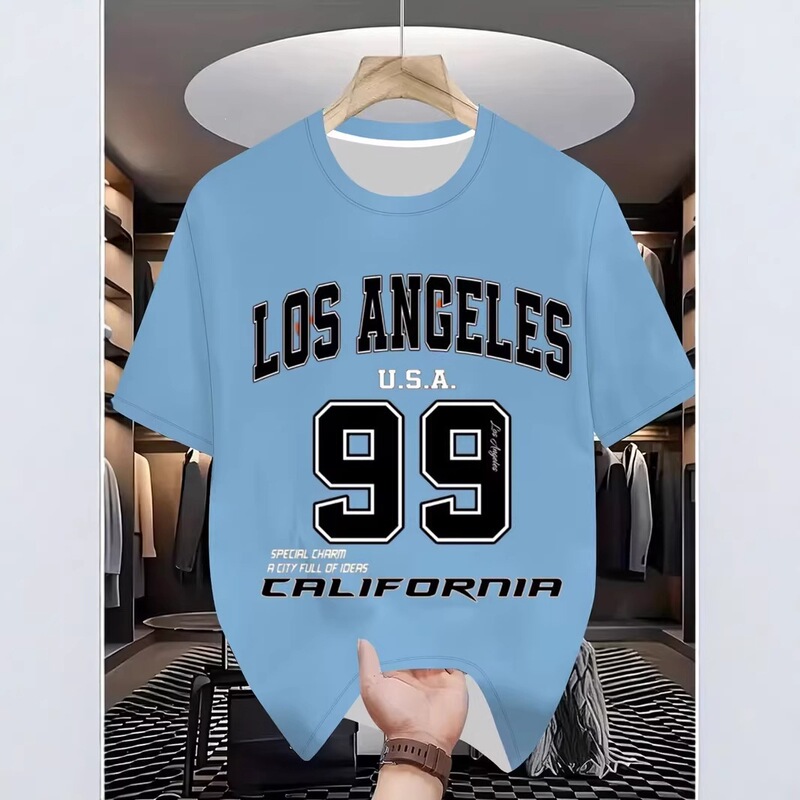 Cross-Border Fashion New Style Number 99 3D Printed T-Shirt Casual Sports Men's Round Neck Short-Sleeved Top Wholesale Cross-Border Fashion New Style Number 99 3D Printed T-Shirt Casual Sports Men's Round Neck Short-Sleeved Top Wholesale