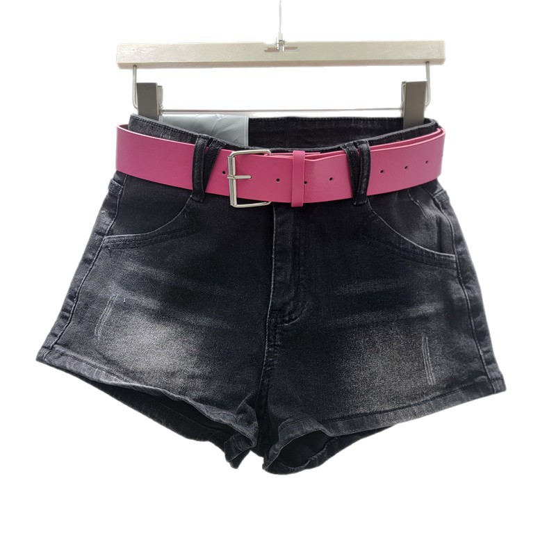 Falda Corta de Mezclilla en A de Tiro Bajo Estilo Retro Lavado para Moda Urbana
